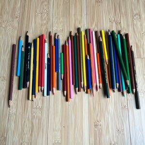 Set of partially used colored pencils crayola prang